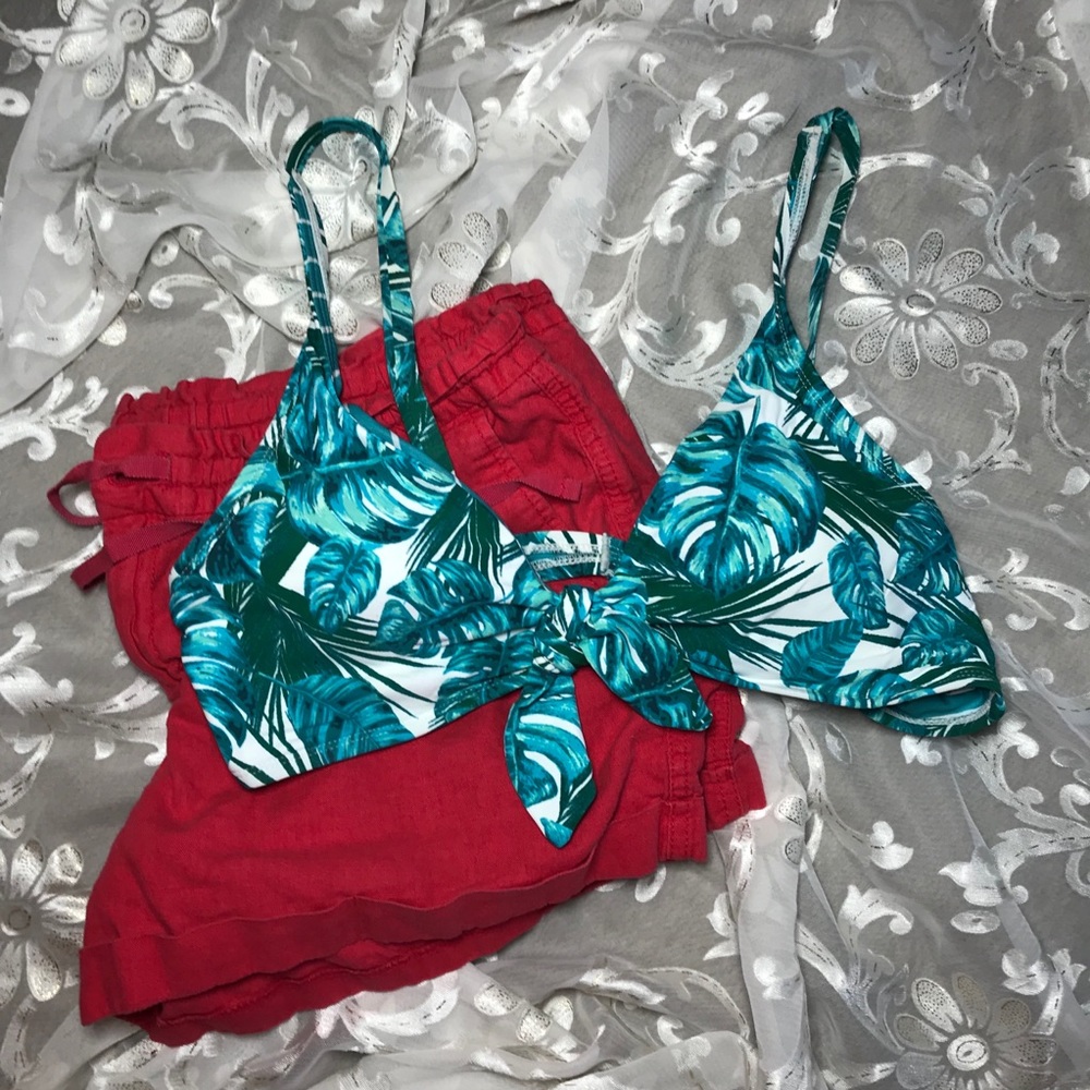 Blue Tropical Bikini Top - XL
